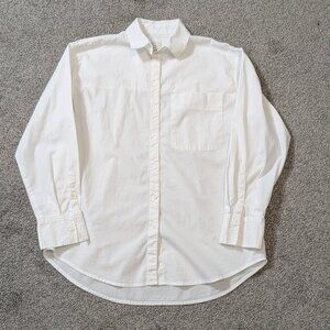 A NEW DAY White Long Sleeve Collared Button Blouse; Size XS